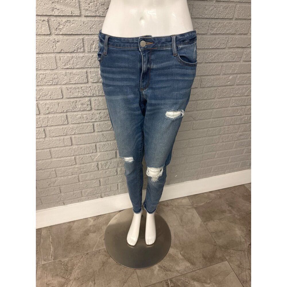 Ana Women Distressed Blue Jeggings Size 14